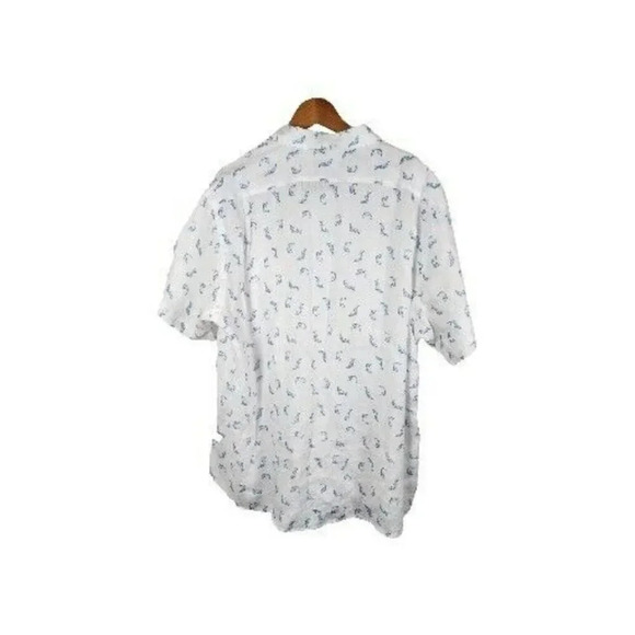 Cremieux Collection Shirt Men Button Down White Fish Print Short Sleeve  Casual - Picture 2 of 14